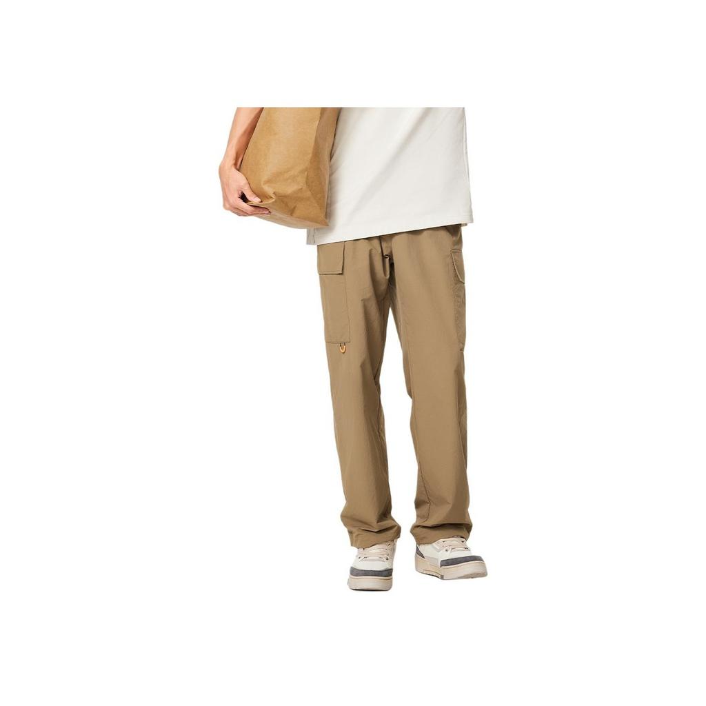 Li-Ning Sports Lifestyle Series Lace-Up Solid Color Straight Leg Mid-Rise Casual Pants Men Bottoms Cocoa-Brown AYKU531-3