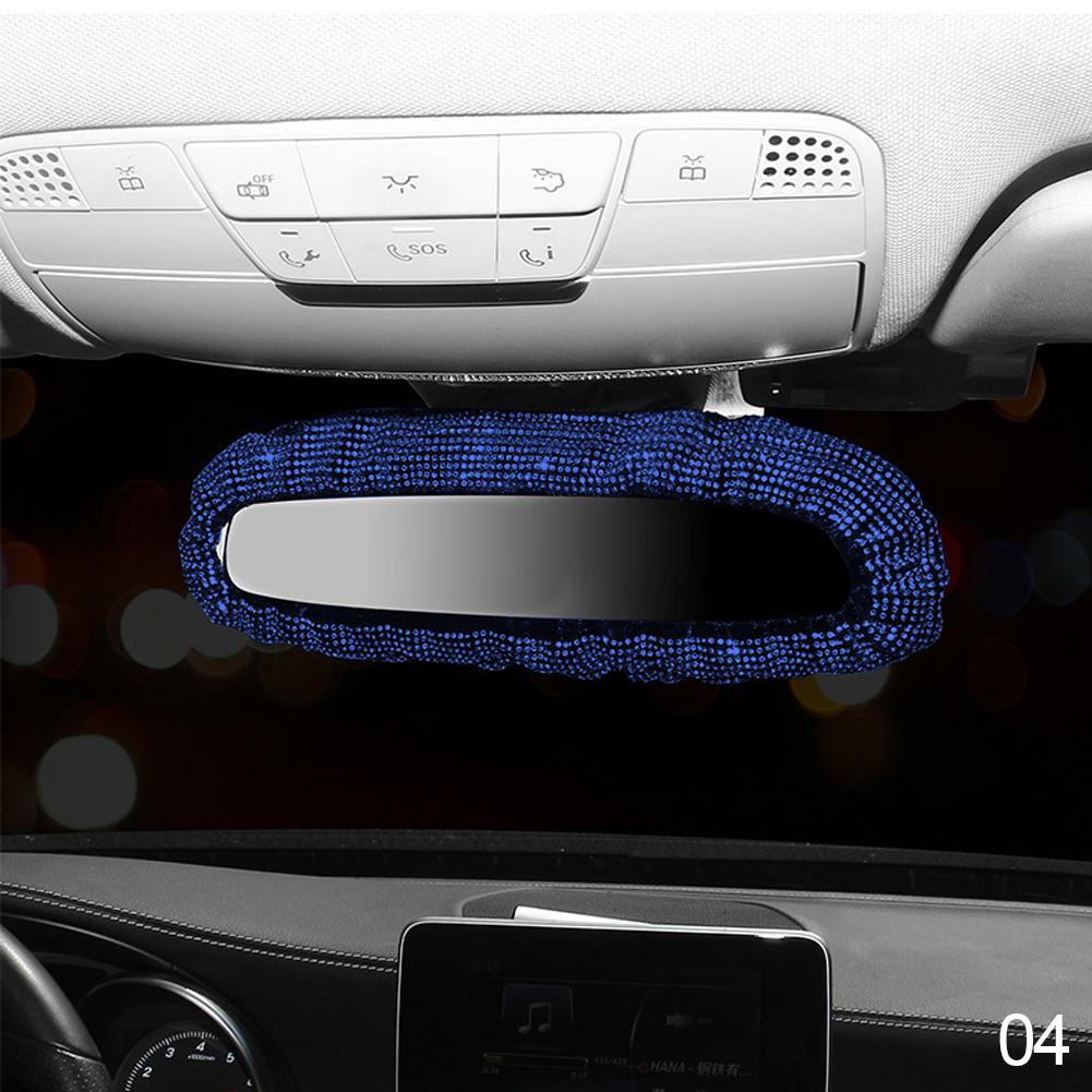 Bling Rhinestone Rear View Mirror Charming Car Rearview Mirror Cover With Crystal Diamonds Elastic Glitter Car Rear View