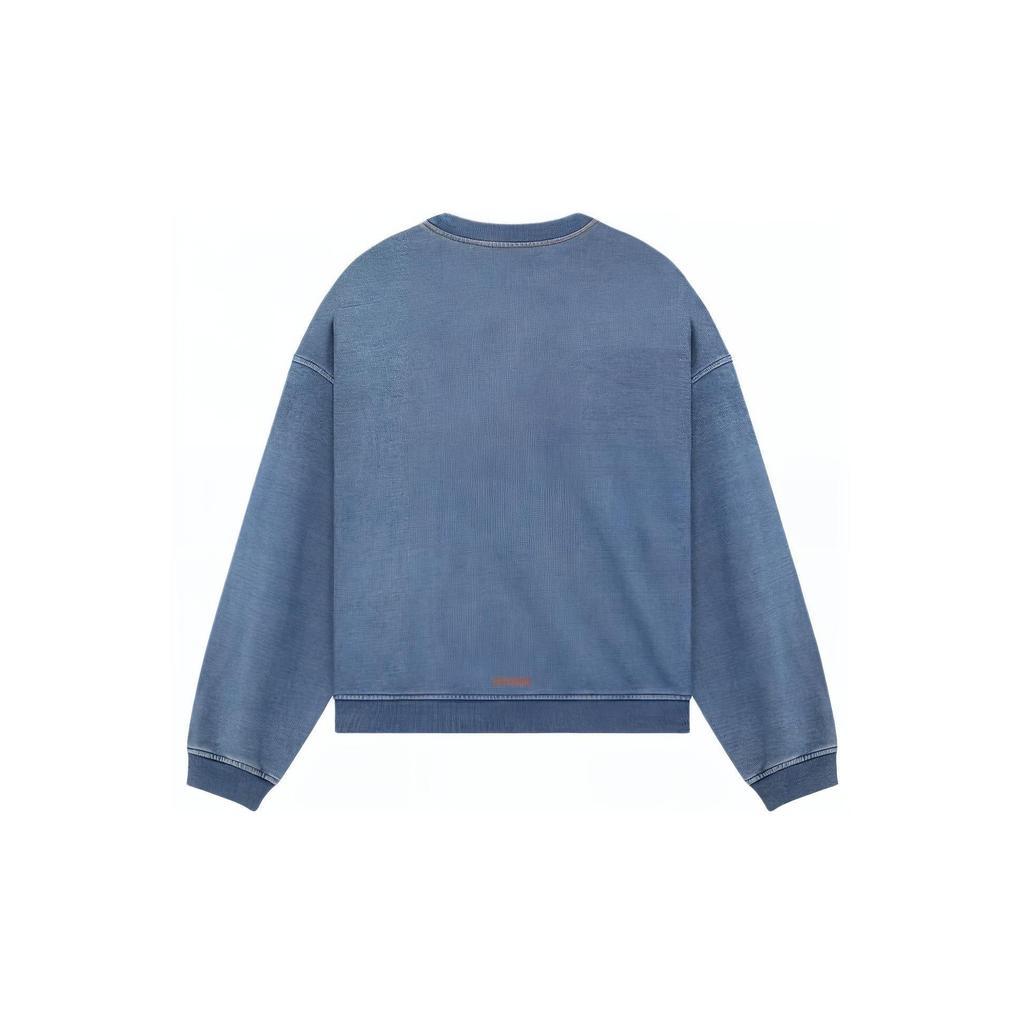 We11done Ss24 Logo Crewneck Drop Shoulder Long Sleeve Sweatshirt Unisex sweatshirt Blue WD-TS0-24-788-U-BL