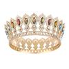 Round Princess Queen Tiara European Crystal Full Crown Metal Bridal Wedding Crowns  Birthday Party