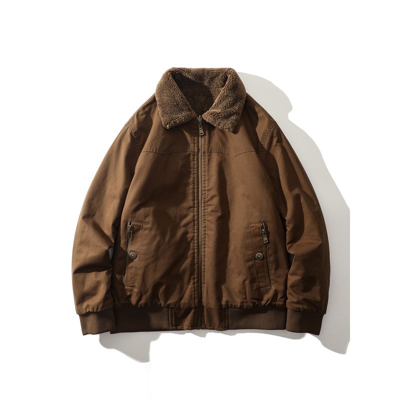 American Retro Heavy-Duty Pure Cotton Fleece-Lined Thick Flight Jacket for Men, Winter Foreign Trade Men's Short Cotton Coat