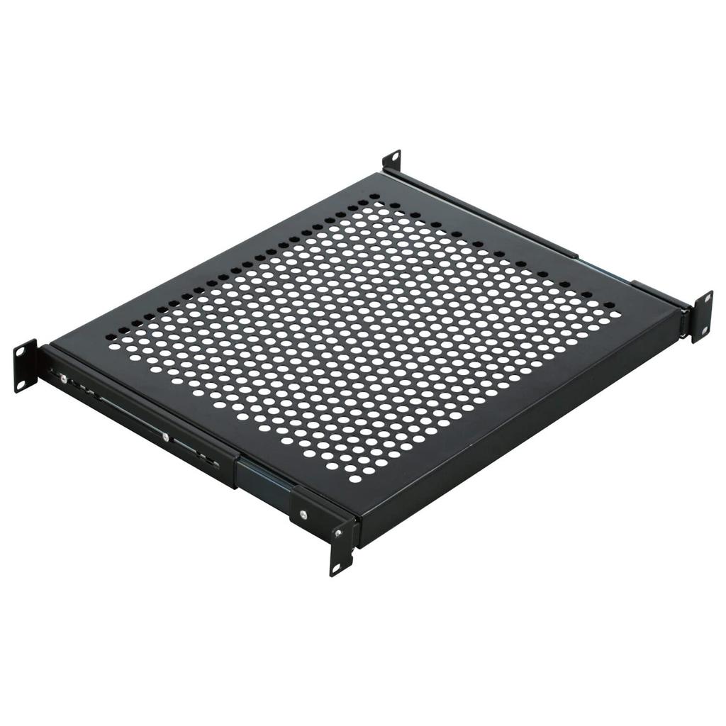 Kikutani 19-inch Rack Mount Sliding Mesh Tray, 1U, Black, STR-268