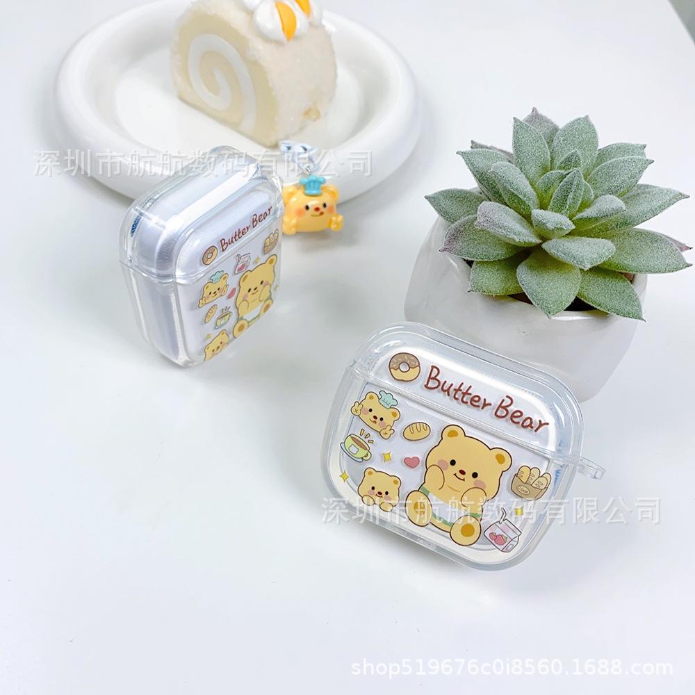 Cartoon Butter Bear AirPods 1 /1 Generation Bluetooth Headset Protective Case for Apple Pro1 Generation Set 1 Generation Soft 1