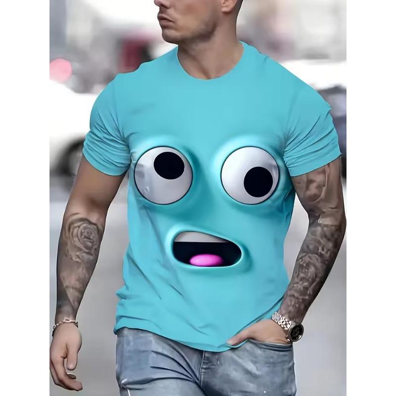 Funny Smiling Face Graphic T Shirts Harajuku Fashion Men's Clothing  Streetwear Smile Man T-Shirt Y2k Unisex Tee Tops