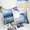Chic Square Cushion Cover, Navy Blue Grey Abstract Art Painting Decorative Pillow Covers, Exquisite Linen Material Ensures Durability and Comfort,