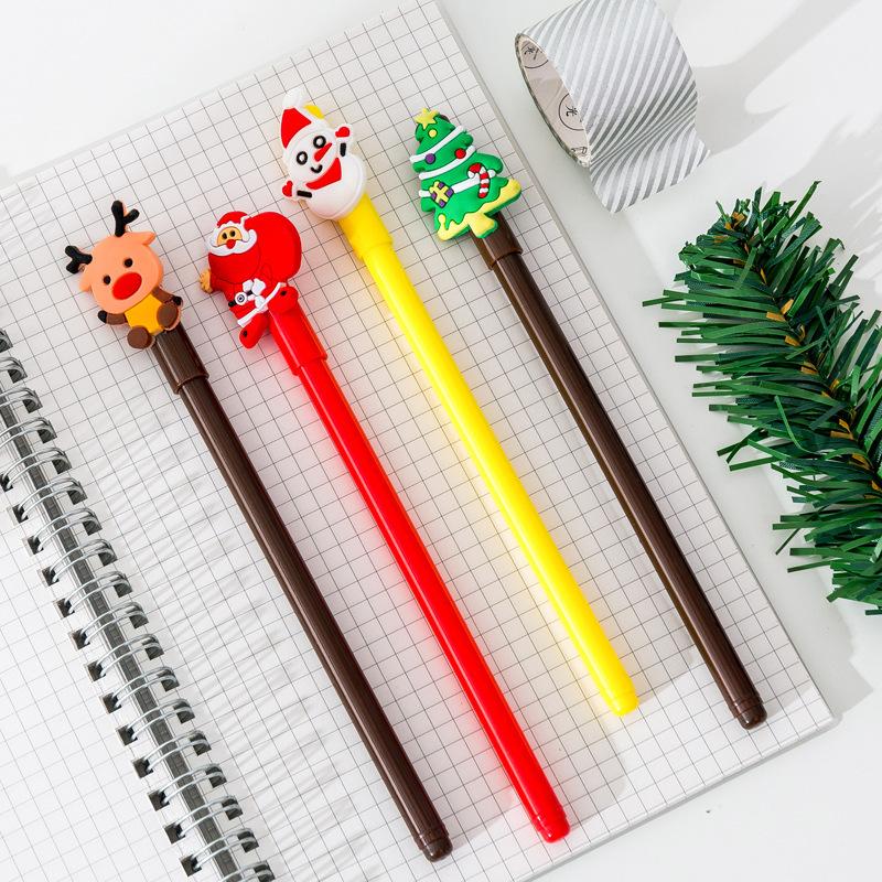 20Pcs/ Lot Cute Kawaii Christams Gel Pens Cartoon Puppy Santa Snowmen Christmas Tree Writing Stationery School Office Gift Holiday Gift Novelty Statio