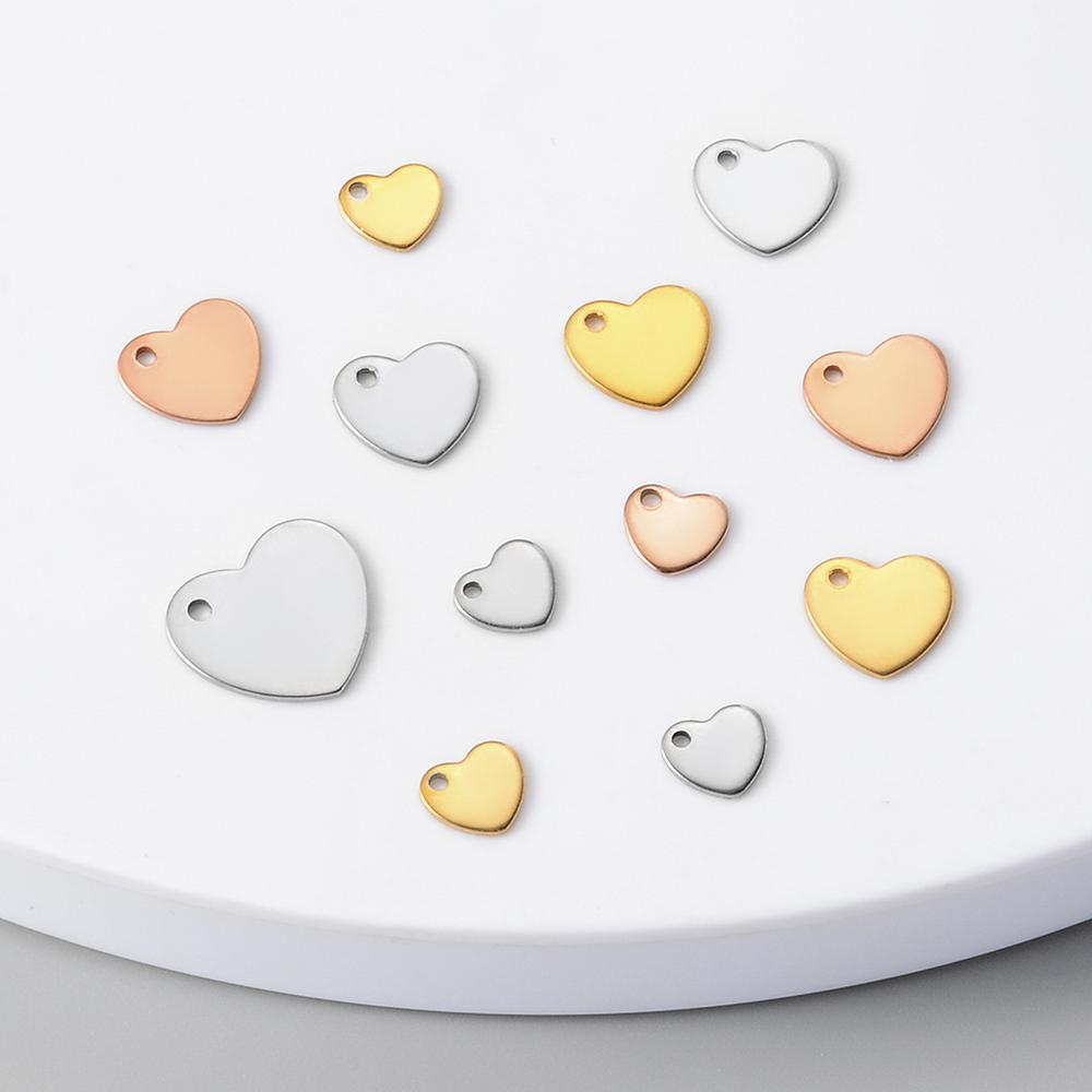 20Pcs/lot Stainless Steel Heart Charm Stamping Blank Pendant DIY Jewelry Making For necklace or Bracelet or Anklet