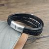 Punk Arrow Entanglement Design Men Jewelry Leather Braided Bracelets Stainless Steel Black Bracelets Fashion Male Bangle