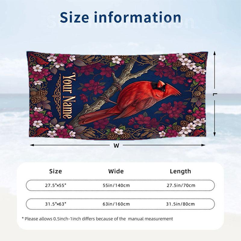 Floral Garden Theme Beach Towel Personalized Custom Name & Text Soft Quick Dry Beach Towel for Swimming Travel