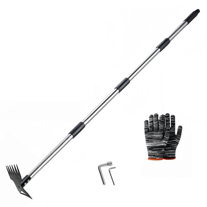 A25F-Dual-Headed Garden Hoe Set Weeder Tool With Adjustable Handle For Flower Beds Weeding