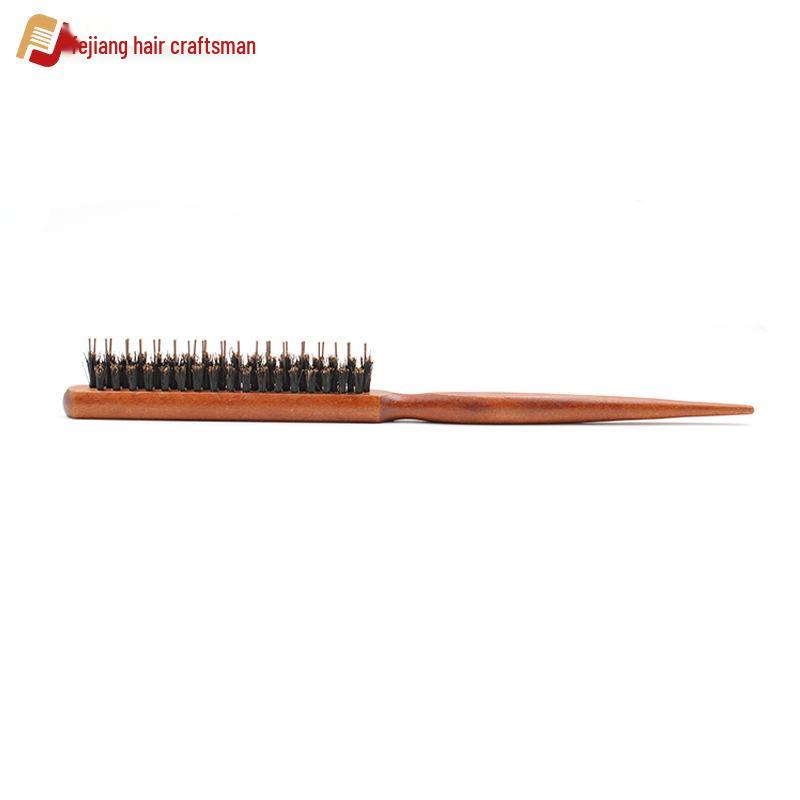 Pente para Desfiar de Três Fileiras com Cerdas de Javali Personalizável para Penteados de Noite