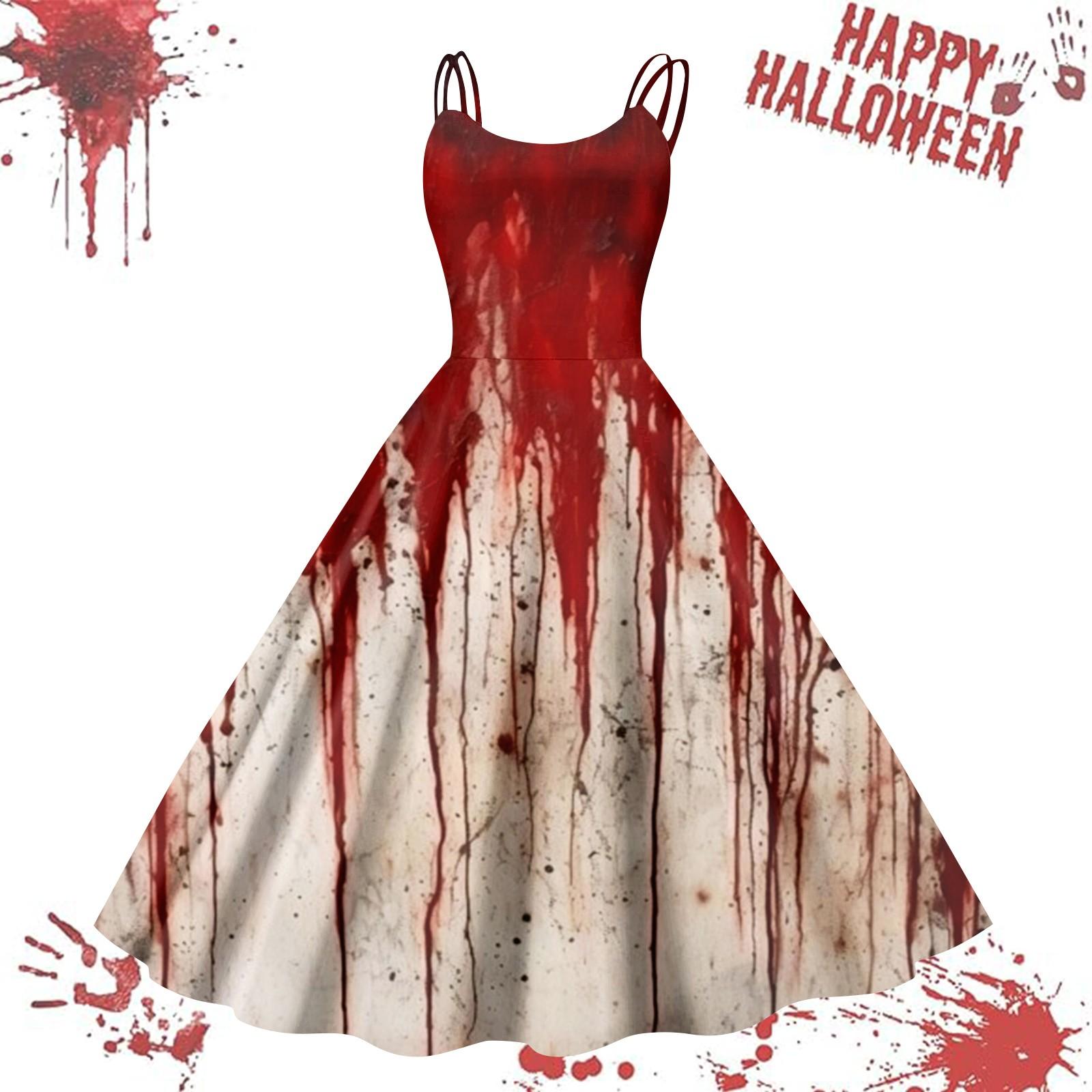 

Женское повседневное винтажное платье на подтяжках с принтом на Хэллоуин S розовый