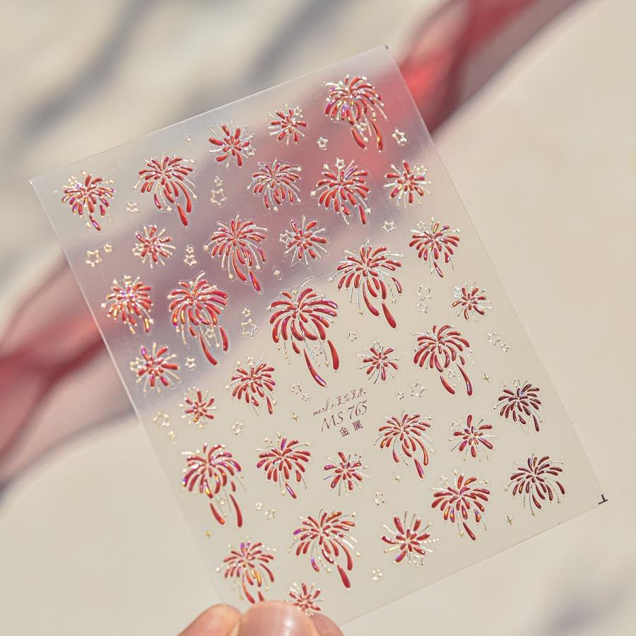 Cute Animals Bear Dog Cake Sweet Cherry Grid Bowknot Star Line Fruit Relief Self Adhesive Nail Art Stickers 5D Manicure Decals