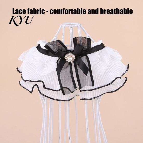 Lace Ruffle Cat Collar Collar, Elegant Pet Bandana Bib with Bow Knot, Retro Puppy Formal Neckwear Cute Princess for Cats Small Dogs Wedding