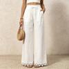 Women's High Waisted Wide Leg Trousers with Lace Splicing Loose,casual Fit