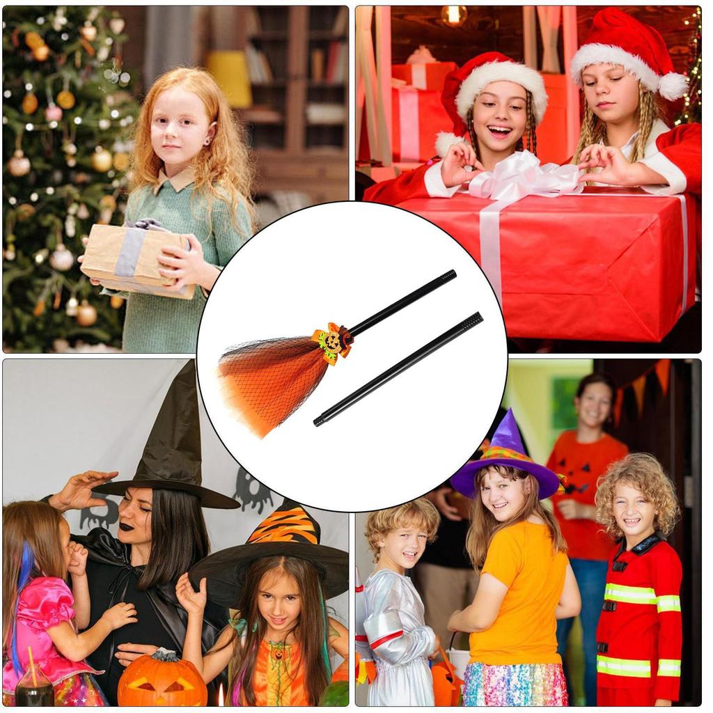 Kids Witch Broom Witch Costume Toy Broom for Girls Cosplay Props Pretend Play Accessories for Trick-or-Treat Children Boys