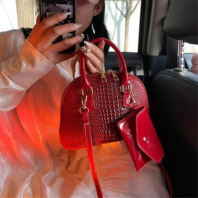 Texture Crocodile Print Shell Bag Women Simple Mother Shoulder Crossbody Handbag