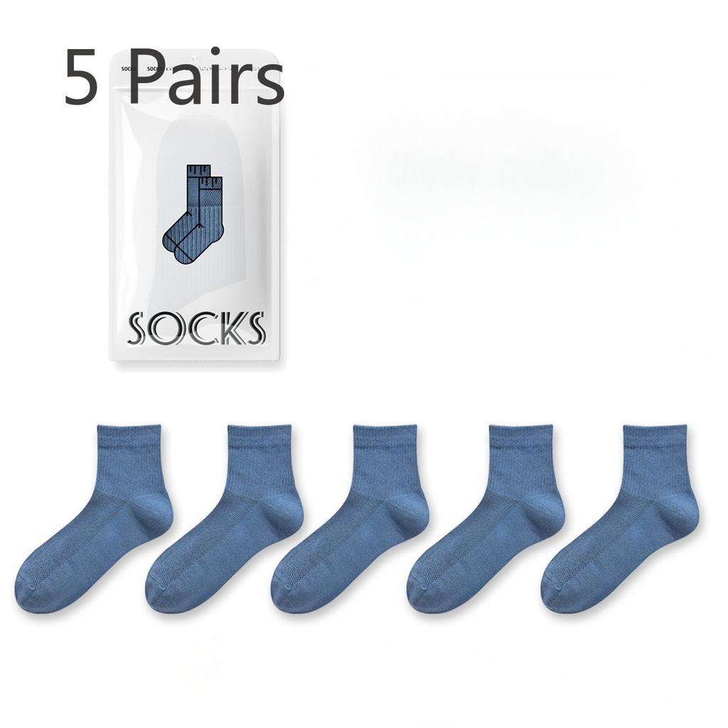 5 Pairs of Men's Summer Thin Cotton 7A Antiseptic Deodorant Mesh Wicking Sports Socks