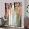 2pc    Drapes Pink Flowers Delivery1 Blackout  Polyester Birthday Party Applies to Office decoration