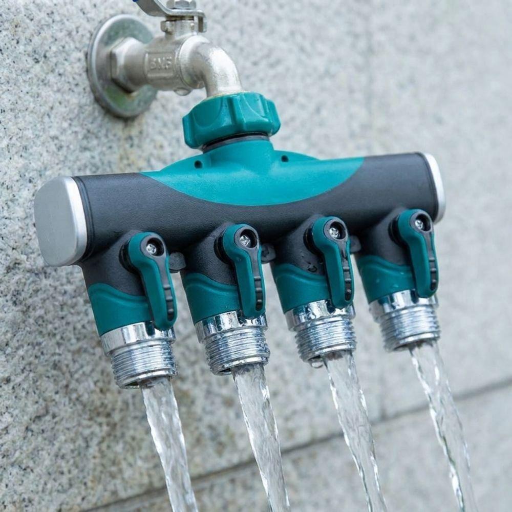 3/4 Inch 4 Way Hose Connector Splitter Adjustable Zinc Alloy Garden Irrigation Splitters Corrosion Resistant