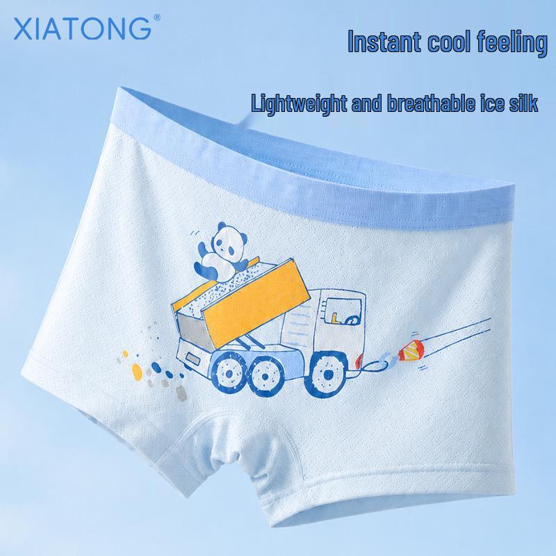 Ice Silk Boys' Briefs, Age 10: Antibacterial Mesh, Breathable, Anti-Chafe, Summer Thin Underwear