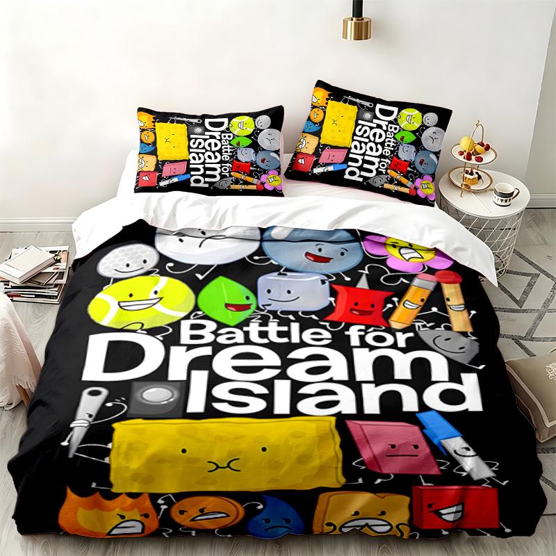 BFDI Characters 3pc Set Perfect for Bedroom Use Comfortable Bedding Set Includes a Duvet Cover and Two Pillowcases Ideal Birthday or Christmas Gift