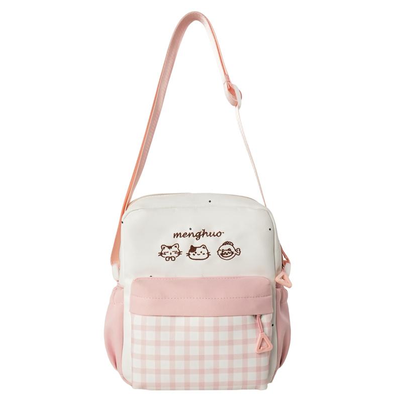 

Women s Plaid Bag Student Shoulder Bag Outdoor Crossbody Bag розовый