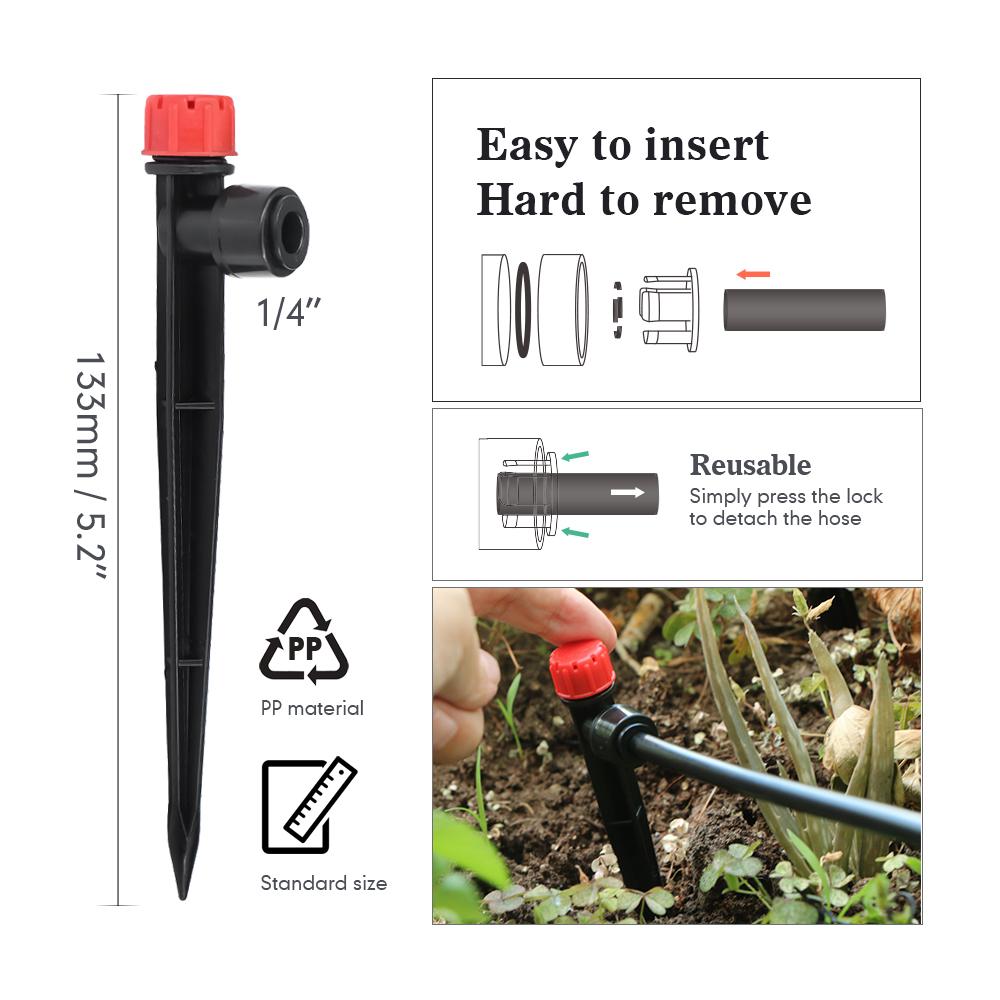 13cm 8-hole Sprinkler W/ Stake Adjustable 0-80L/H Dripper 1/4″ Quick Connector Garden Irrigation Lawn Large Area Plants Watering