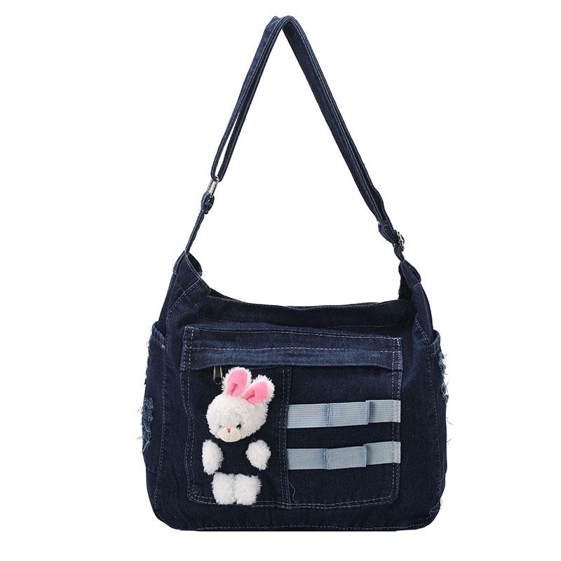 Wenyi Fan Large Capacity Shoulder Women's Bag Middle School Students Class Denim Crossbody Bag Work Handbag Women