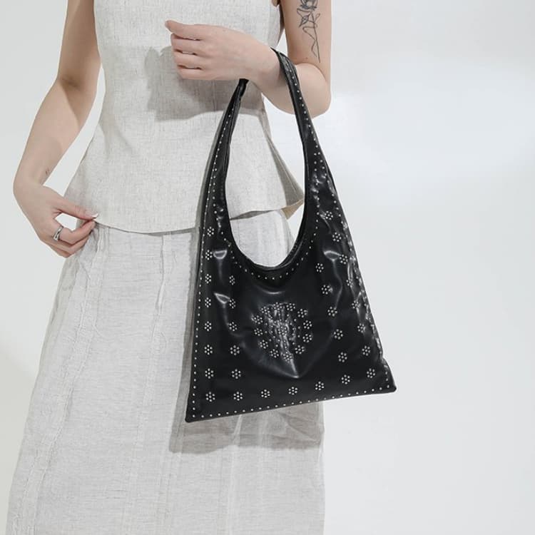 Rivet Flower Hollow Tote Bag Women's Shoulder Handbag