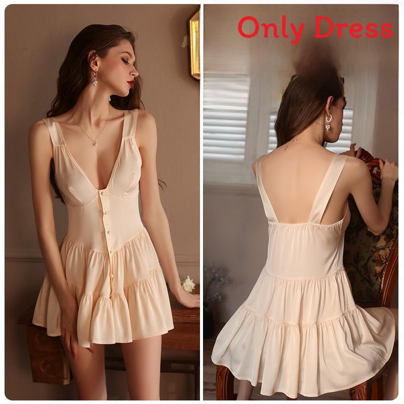 Sexy Satin Slip Dress With Deep V Neck Backless Design For Women Home Loungewear