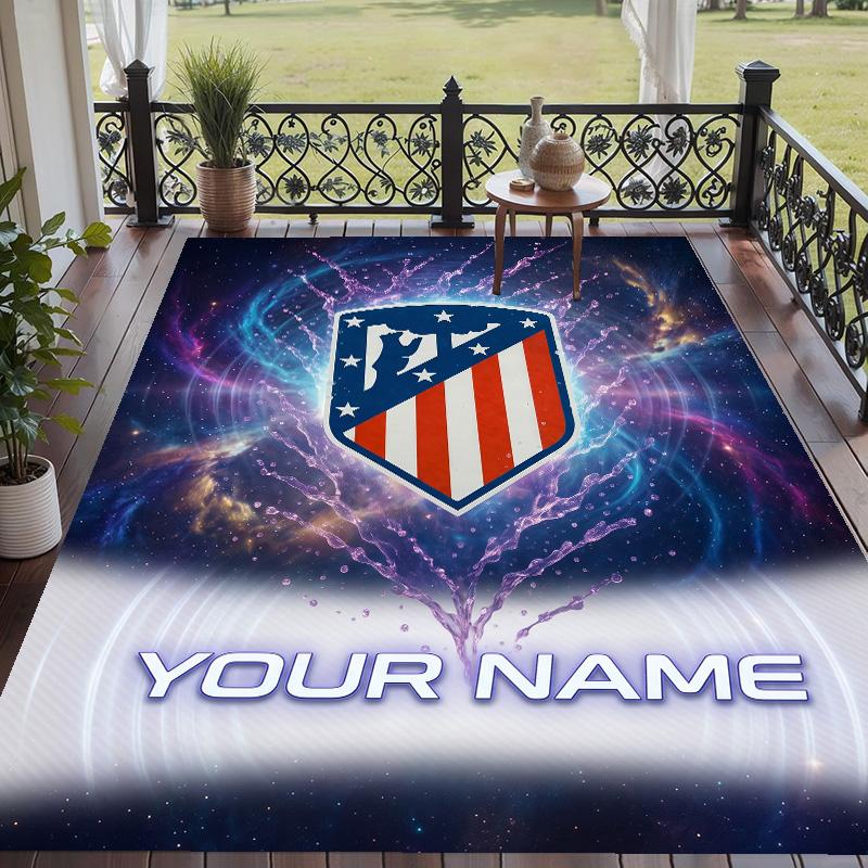 Custom Text Printed Rug Atletico Madrid Non Slip Floor Carpet For Home Room Decor
