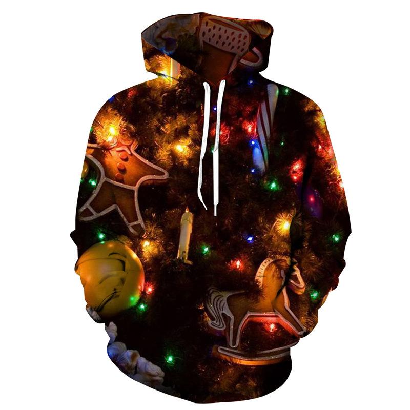 

Рождественский свитер с капюшоном для мужчин и женщин, осенний узор с 3D цифровой печатью, рождественские подарки