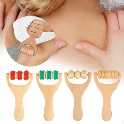 4x Wooden Massage Roller Multifunctional Sturdy Ergonomic Premium Manual Head Tool Easy To