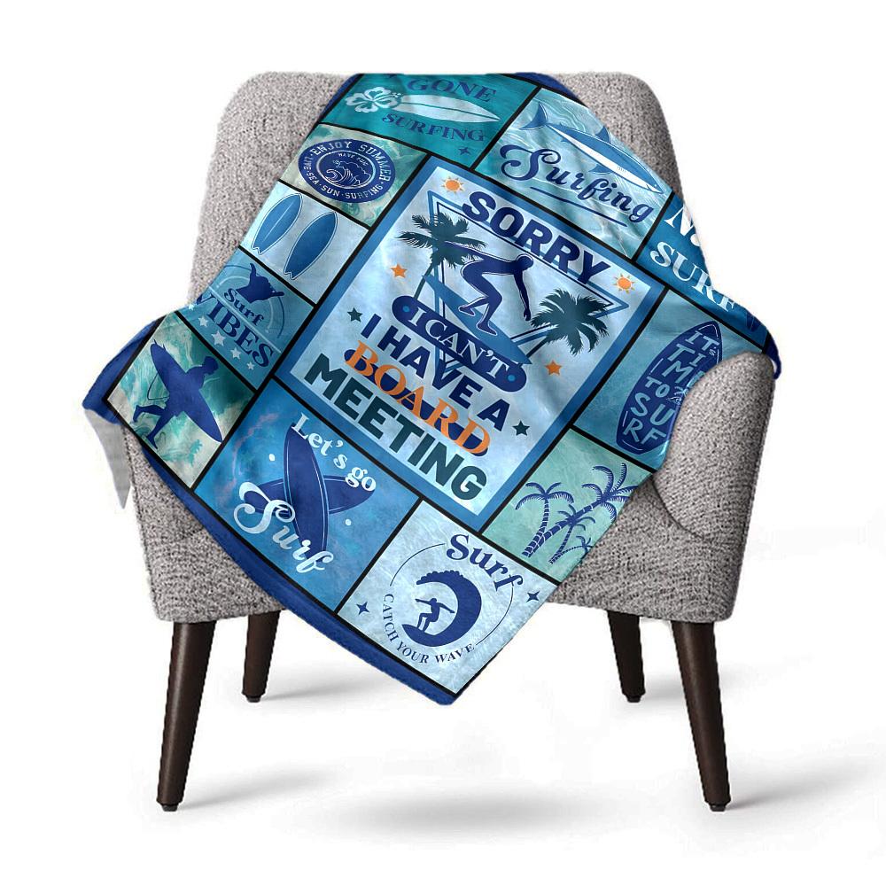 Surf Theme Home Customize Your Name Blankets Comfortable Soft Lightweight Allseason Multipurpose Blanket For Picnics Sofas Offices Beds Living Rooms