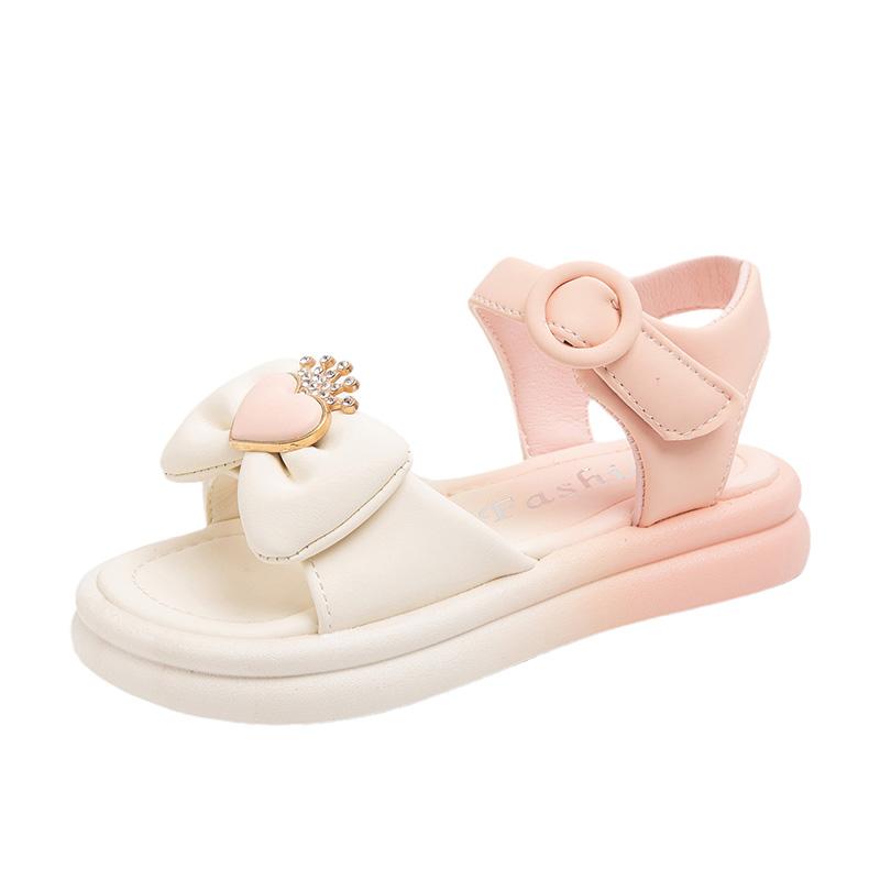 

Сандалии принцессы для девочек с короной, модные детские сандалии со стразами и бантом, детская летняя пляжная обувь, нескользящая, размер 26-37 26 розовый