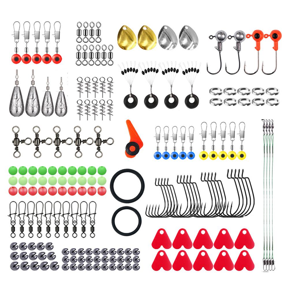 187pcs Fishing Accessories Kit Including Jig Hooks Sinker Weight Swivels Snaps Outdoor Fishing Accessories Set