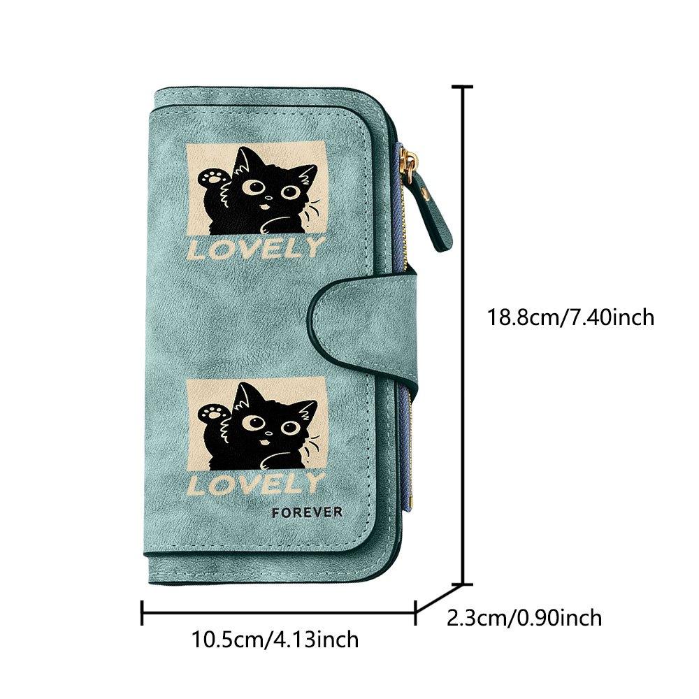 Unique and cute cat-themed LOVELY men's large-capacity wallet with a business card slot and cash pocket, suitable for formal occasions and office