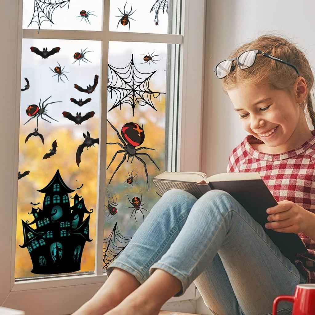Halloween Dekorative Fensteraufkleber Fledermäuse Feiertagsparty Wohnzimmer Wanddekoration Aufkleber PVC Selbstklebend