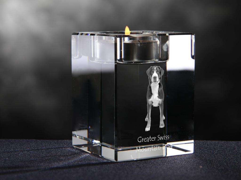 Great Swiss Mountain Dog, Greater Swiss Mountain Dog – Candle holder with dog photo, crystal tealight holder | Art-Dog
