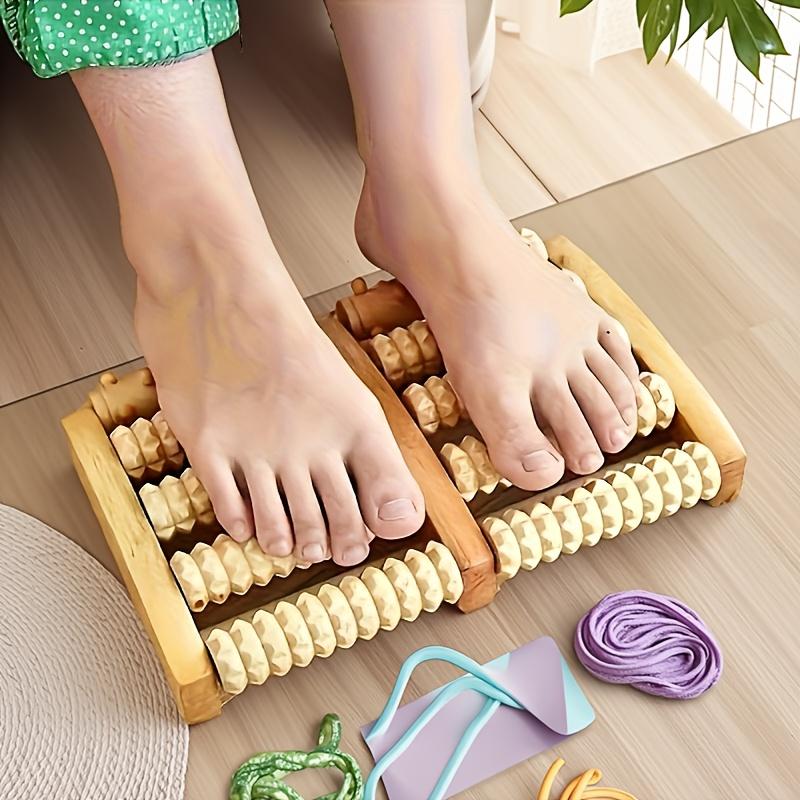 Foot Massage with a Wooden Foot Massager Featuring Rollers - Dual Control Design, Perfect for Home Use, an Ideal Choice for All Seasons