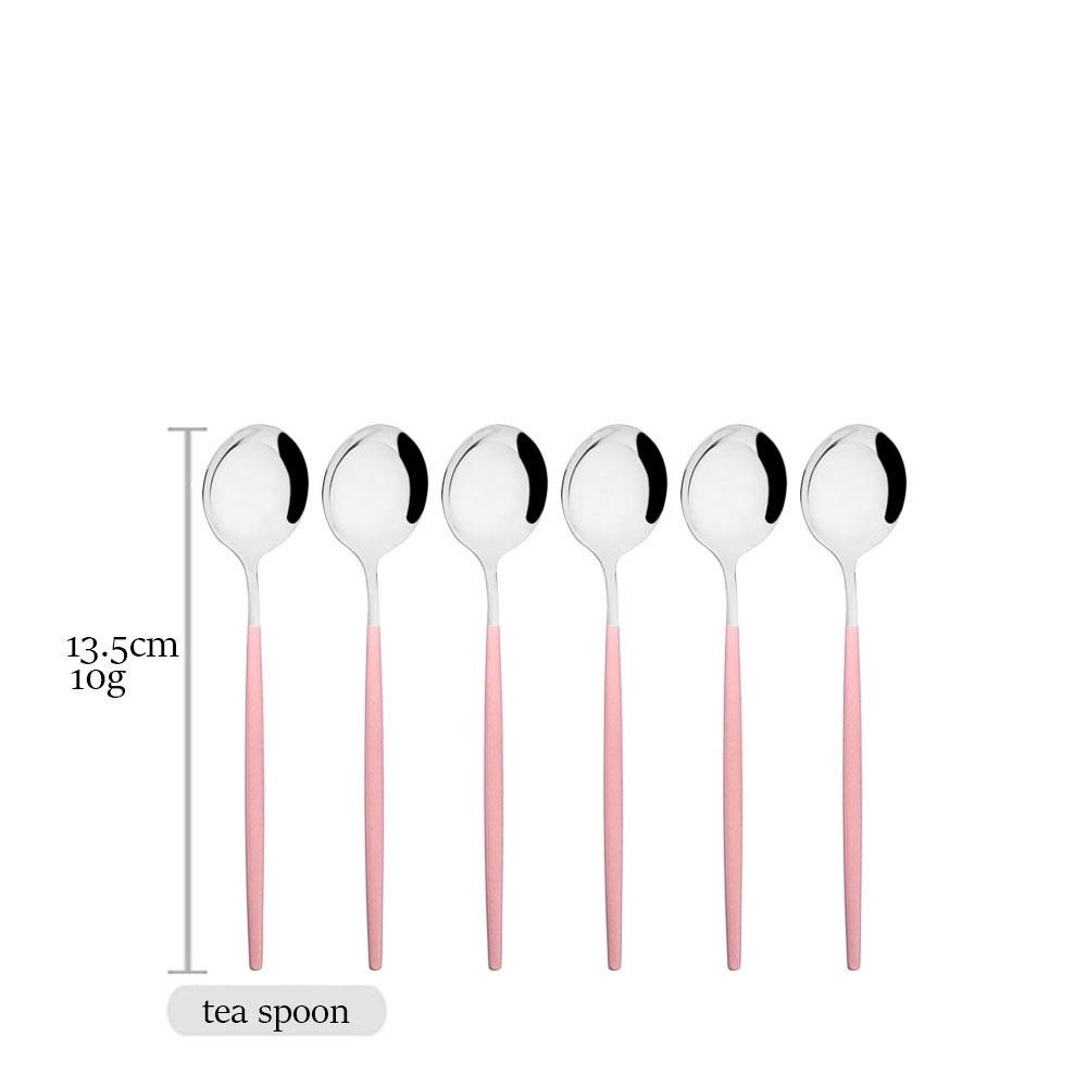 

Drmfiy Зеркальный Розовый Серебристый Набор Посуды 6 Предметов Набор Столовых Приборов из Нержавеющей Стали Обеденный Нож Ложка Вилка Посуда Кухонный Набор Столовых Приборов