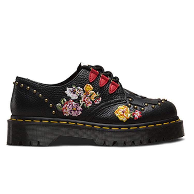 Dr. Martens 1461 Bex Series 3 Leather Studded Embroidered Casual Shoes Women Casual Shoes Black 24073001