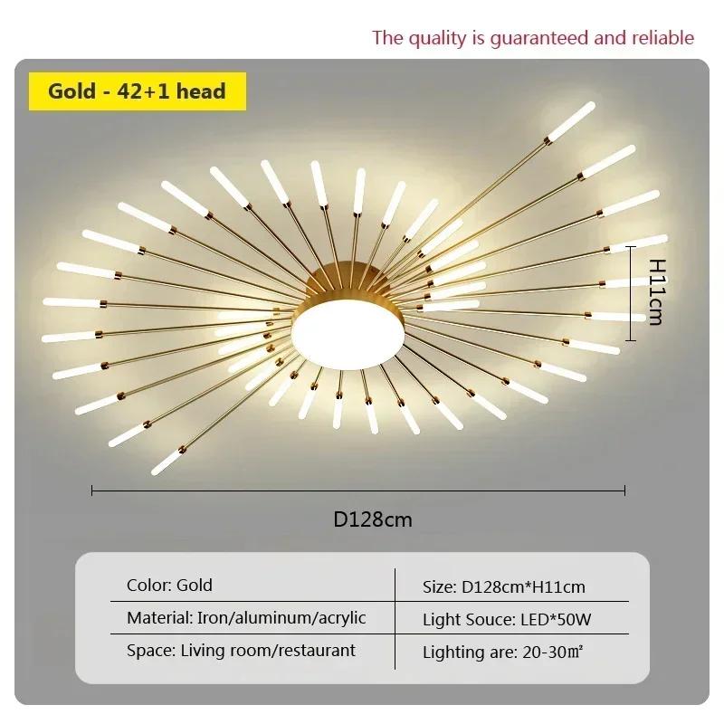 Modern LED Ceiling Lamps Acrylic Sunflower Ceiling Lights Brushed Antique Gold Creative Chandelier Living Dining Room Lighting