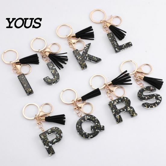 Lightweight Keychain Pendant, Sequins Star Letter A-Z Charm with Tassel, Gift Alphabet Initial Metal Keyring for Handbag Backpack Bag