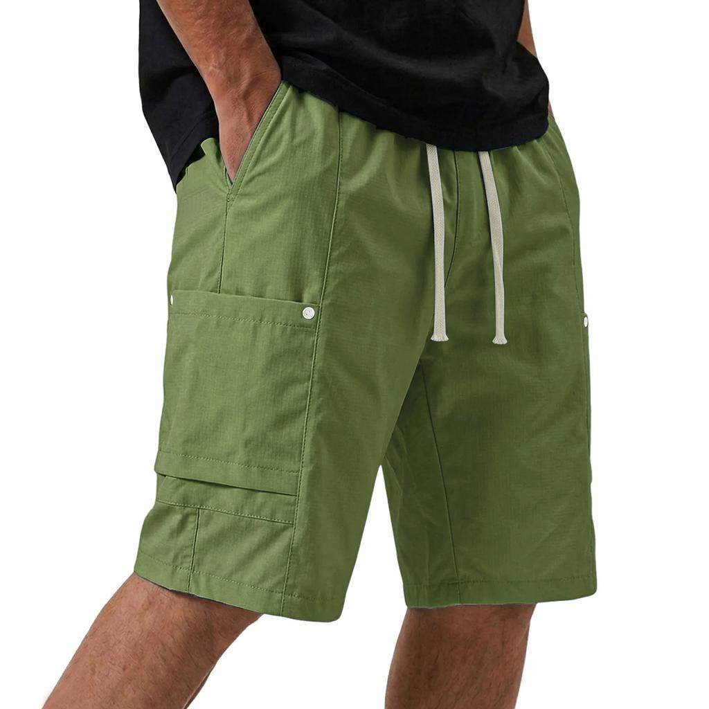 Mens Casual Drawstring Waist Shorts Relaxed Fit Lightweight Quick Dry Fabric Multiple Pockets Classic Design for Everyday Wear