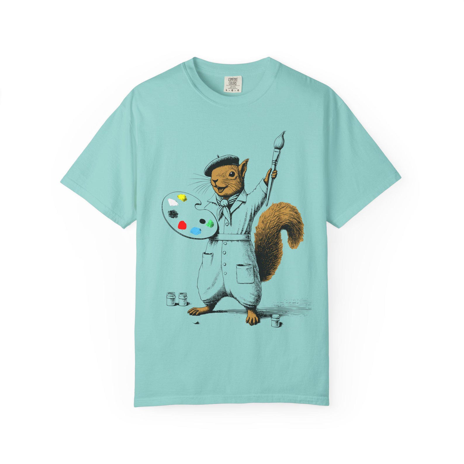 Artistic Squirrel T-Shirt: Color Pop Design, Garment-Dyed Cotton 4XL