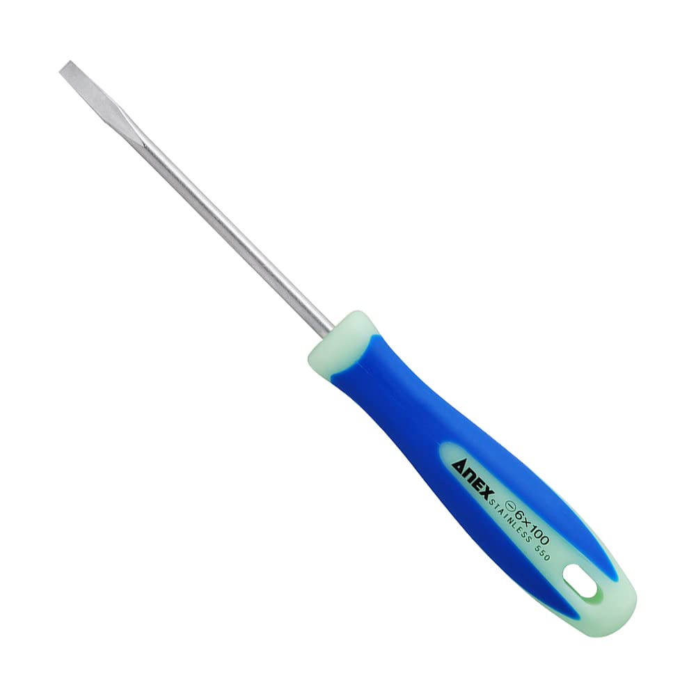 ANEX Stainless Steel Luminous Handle 6 x 100 1505 Screwdriver, Shank, - No.