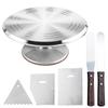 6 Stück/Set Drehteller Kuchen Dekoration Zubehör Set Rotierender Kuchenständer Werkzeuge Metall Edelstahl Gebäckspatel Schaber