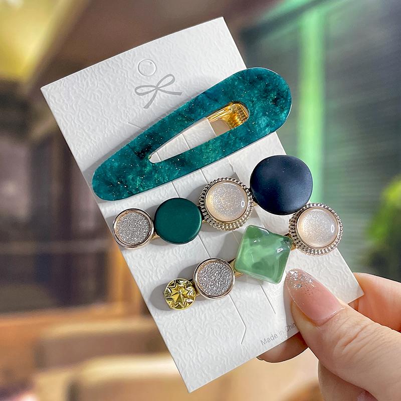 Fashion Acrylic Pearl Hair Clips Set Sweet Flower Hair Barrettes For Women Girls Korean Geometric Hair Accessories Jewelry